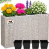 Blumenkasten aus Polyrattan mit 4 Innentöpfen